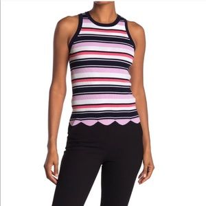 Laundry By Shelli Segal Striped High Neck Tank Top
